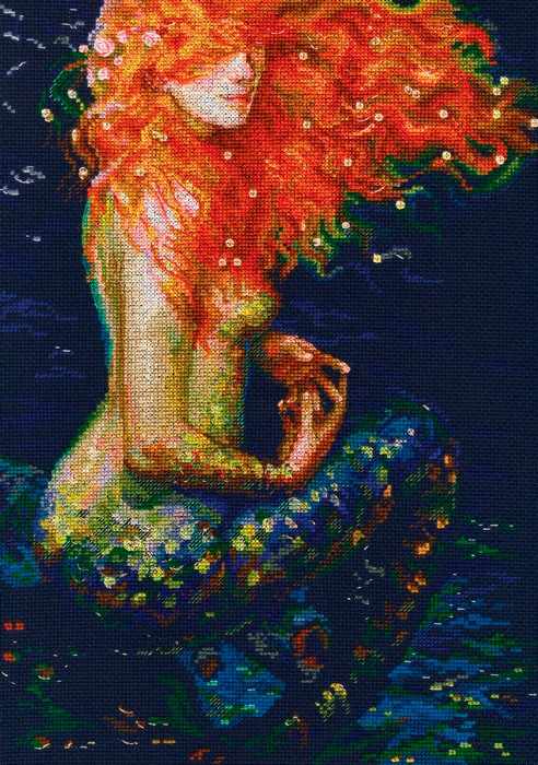 Red Mermaid Counted Cross Stitch Kit